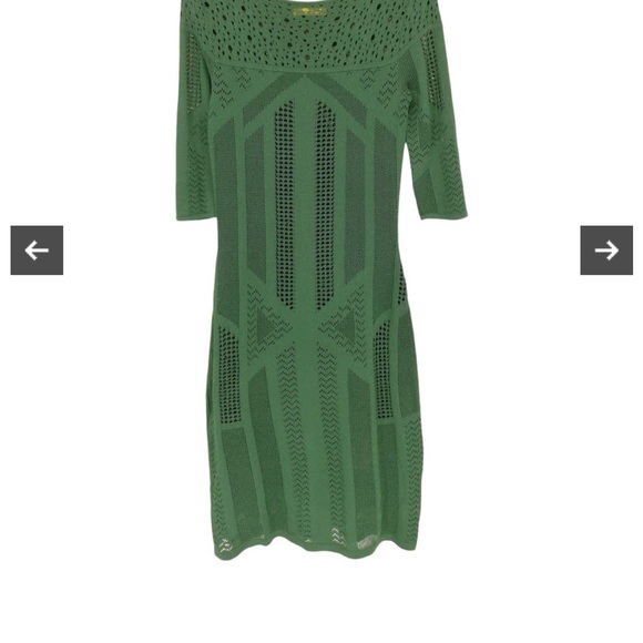 Catherine Malandrino green knit dress size petite cotton lining - Picture 2 of 11